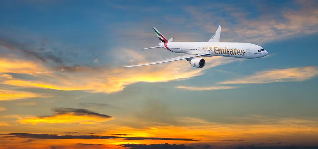 Emirates Boeing 777 in flight