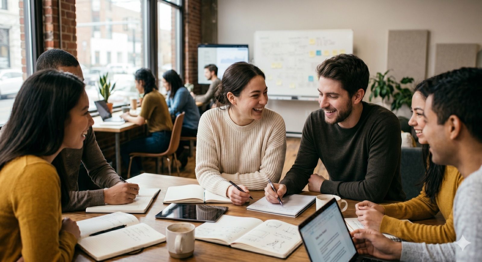 A team collaborating around a table