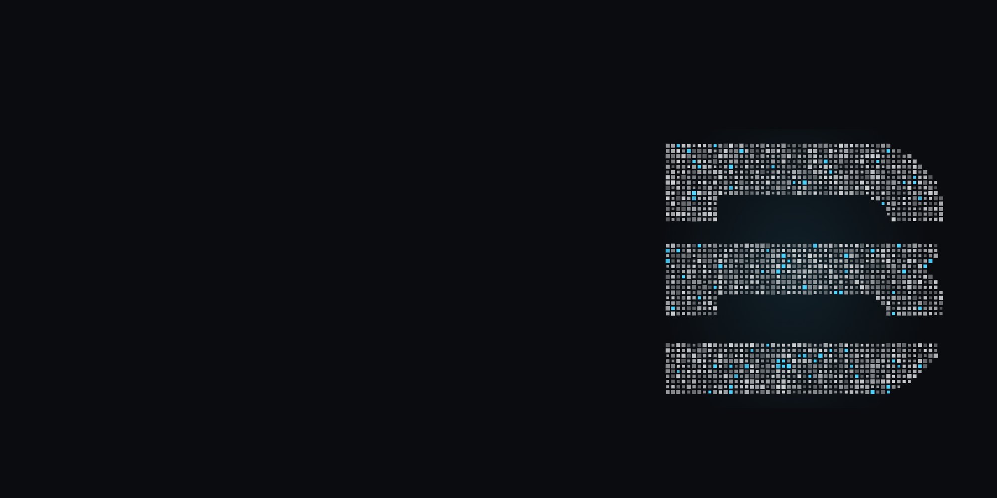 The RecruitBlock mark drawn as a grid of light and dark points on a near-black ground